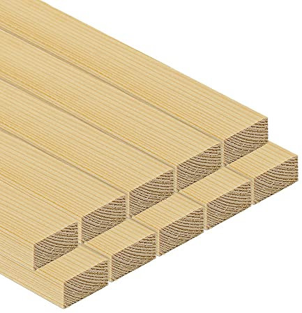 TWE Listelli Legno Massello Abete x 3 Metri Piallati su Quattro Lati con Smusso su Spigoli Made in Italy Confezione da 10 pz (15x30) mm