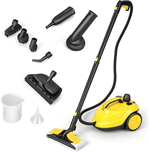 COSTWAY 2000W Pulitore a Vapore, Macchina per Pulizia Rotante con 13 Accessori, Capacità d'Acqua di 1,8L, Macchina a Vapore Multiuso per Tappeti Finestre Vetri e Tende