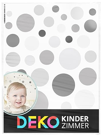 DEKO KINDERZIMMER 172 Wandsticker Dots Punkte Set Wandtattoo Pastell Farben Kinderzimmer Wandaufkleber Kreise selbstklebend Klebepunkte grau DK1125-10
