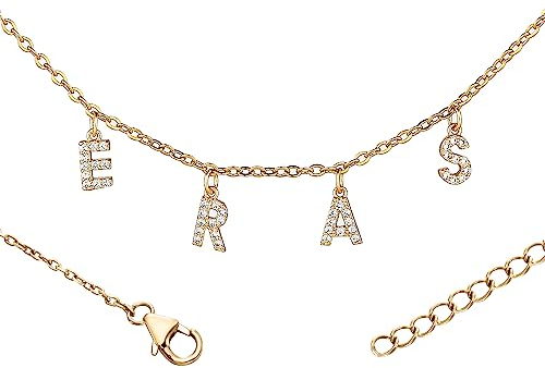 LUTER Eras-Halskette, Charms Halskette mit Buchstaben Halskette Damen Sänger-Fans Verstellbar Buchstaben-Halsketten-Anhänger Musik Schmuck für Eras-Tour Musikliebhaber Inspirierte Fans (Gold)
