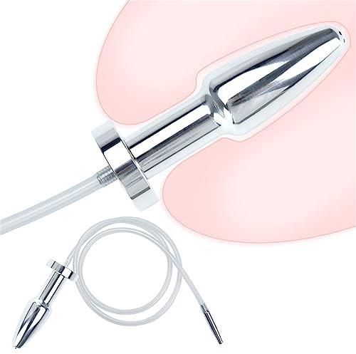 Axcroo Extra Lang Urinal Piss Trichter Edelstahl Hohl Analplug mit Harnröhren Dilatator Metall Buttplug Penis Plug Sounds Katheter Einlauf Analdusche Slave Extreme SM Sexspielzeug für Männer Paare (L)
