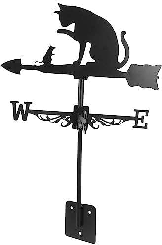 Happyyami Gartendeko Wetterfahne Für Den Garten Edelstahl Katze Mausförmige Pfähle Für Den Hof Windgeschwindigkeitsrichtungsanzeiger Bodenwetterfahne Outdoor-Dekoration Wetterfahne