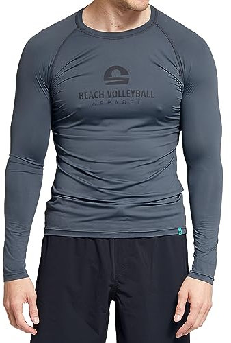 Herren Beachvolleyball Longsleeve - wärmend, schnelltrocknend, hoher Lichtschutzfaktor, aus recycelten Materialien - 100% Made in Portugal (Grau, XL)