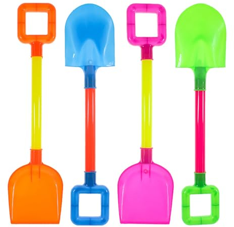 Enjoyaa Beach Spades - 4 Pcs Sand Shovels With Handle, 40cm Kids Pit Toys for Snow, Garden, Backyard Play - ABS Plastic Spade for Boys Girls Gift