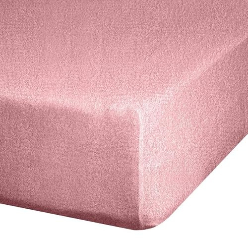 Frottee Spannbetttuch Spannbettlaken Bettlaken Bettücher Baumwolle Laken (Rosa, 180 x 200 cm)