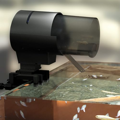 AMZTEMU 210ML Automatische Fischfutterautomaten, Aquarium Fisch Feeder, Futterautomat Aquarium, Fischfutterautomat für Aquarium Teich Urlaub -Schwarz