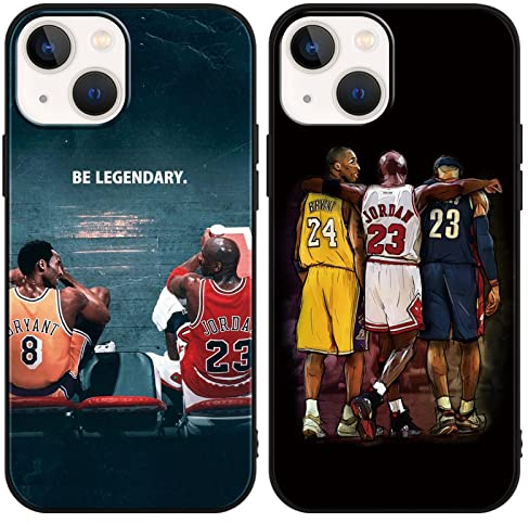 [2 Stück] Cartoon Sport Basketball Handyhülle für iPhone 14 iPhone 13 Hülle 6,1,Basketball 24 23 Player Star Cool Mode Muster Case Weich Silikon Stoßfest Cover Schutzhülle für iPhone 14 iPhone 13