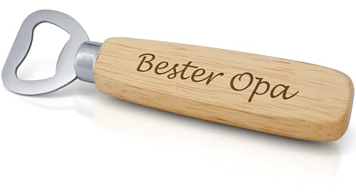 Good Things - FLÖFi Personalisierter Flaschenöffner aus Holz mit Gravur - Bierflaschenöffner Personalisiert mit Namen - Geschenke für Männer mit Wunschgravur (Bester Opa)
