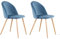 TTATC Lot de 2 Chaises de Salle à Manger Rembourrées avec Revêtement en Velours, Chaises de Cuisine au Design Moderne avec Pieds en Métal Réglables de Style Bois, Bleu