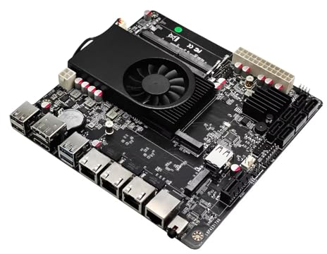 Glovary NAS Mainboard Quad Core J6412, Mini-ITX NAS Motherboard, 2 x i226V 2.5GbE LAN, 1 x RTL2.5GbE LAN, DDR4 32GB RAM 1TB NVMe SSD, 6 x SATA3.0 6Gbps