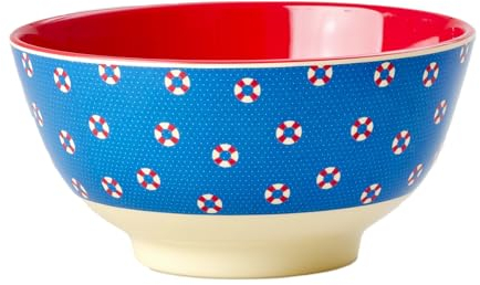 ReWu Rice Schüssel Groß Rettungsring Motiv Geschirr Melamingeschirr Kindergeschirr Kinder Camping BBQ Picknick Bruchsicher BPA-frei Wiederverwendbar Plastikgeschirr 15 x 7,5 cm
