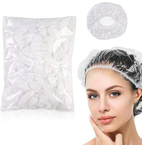 Gorro de ducha desechable, 100 piezas El plastico Gorros de ducha Grande Elástico Bañera Gorra Impermeable Bañera Gorro de ducha