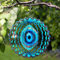 3D Windspiel Mandala 25,4 cm Böser Blick Edelstahl Windskulptur Blau Hängende Ornament Lasergeschnittene Metallkunst für Innen Außen Garten Dekoration Schutzamulett für Haus und Hof