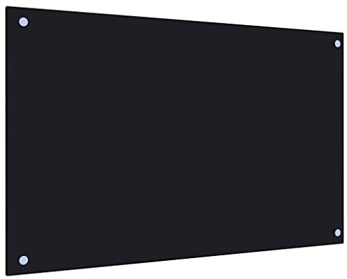AUVYI Küchenrückwand aus Hartglas 80x50 cm Schwarz Spritzschutz Glas Herd Spritzschutz Küche Glas Hinter Herd Küchen Wandschutz Glasplatte Küche