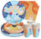 PARTY GO Party Tableware 96pcs Blue Carton Kids Birthday Party Plates Party Supplies Set Includes Paper Plates Napkins Cutlery for Birthday Decorations Wedding Baby Shower-24 Guests