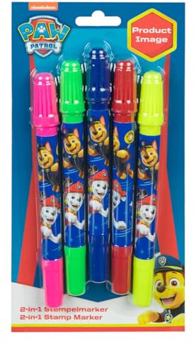 Undercover PAW Patrol 2in1 Stempelstift, 4St., Rosa, Grün, Blau, Rot, Gelb, Mehrfarbig, Kugelspitze, Gerippt, Wasserbasiert, Stift, Stempelstift