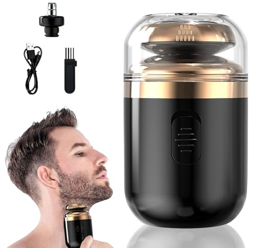 Mini Rasierer 2 In 1 Tragbarer Elektrischer Kapsel Shaver USB Waschbarer Reise-Nass-Trockenrasierer für Herren Damen (Schwarz)
