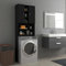 Homgoday Meuble pour Machine à Laver Noir 64x25,5x190 cm, Support de Salle de Bain avec 2 Portes et 9 Compartiments, WC au-Dessus des Toilettes Étagère de Rangement Armoire