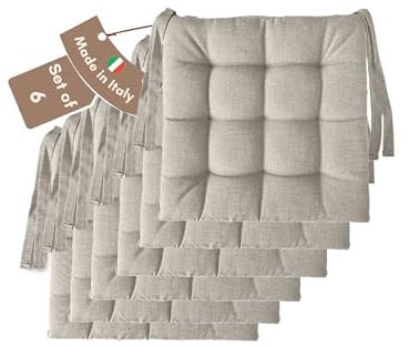 Il Tuo Artigiano Design Set mit 4 oder 6 Sitzkissen für Küchenstühle, hergestellt in Italien, Set mit 6 Stück, 40 x 40 cm, Dicke 6 cm, Polsterung aus Schaumstoff und weichem Acryl (6, Ton)