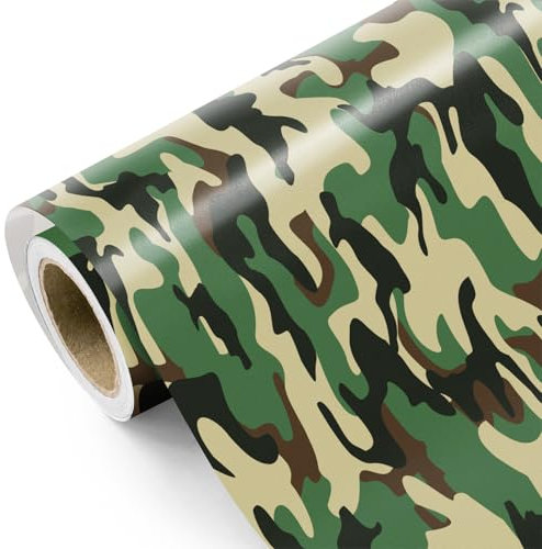 WRAPAHOLIC Camo Geschenkpapier - Mini-Rolle - 43,2 cm x 5,2 m - Green Zone Camouflage Geschenkpapier für Männer, Geburtstag, Babyparty, Urlaub