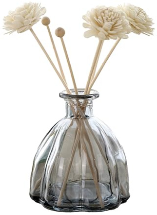 10 X 11cm Aroma Diffuser Empty Bottle, Glass Decorative Vase Jars Oil Diffusers Containers Fragrance Accessories for DIY Replacement Reed Diffuser Sets Essential Oils Craft Decoration (Grey)