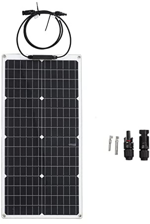 Placa Solar Monocristalina 50W 18V, Panel Fotovoltaico Portátil IP65 Impermeable - Alta Eficiencia, Resistente al Agua, Ideal para Caravanas y