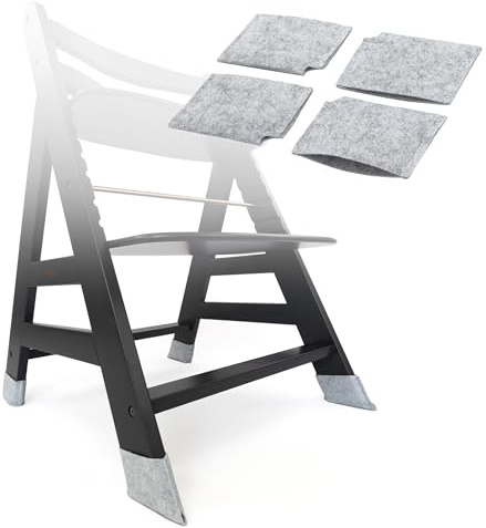 LaLoona Filzgleiter Set für Hochstuhl – Grau | 4x Bodenschoner kompatibel mit hauck Alpha, Beta, roba Sit Up & uvm. | aufsteckbarer Kratzschutz für Parkett & Laminat