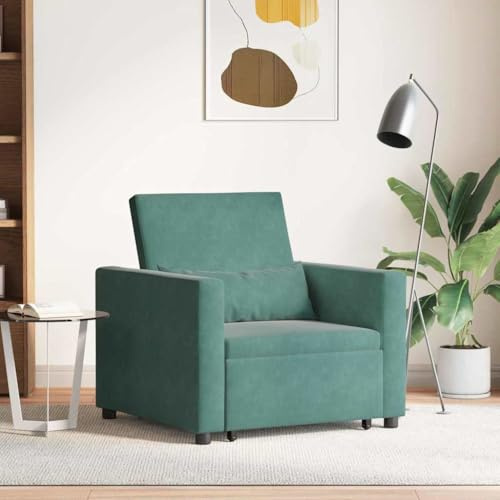 Bucmath Ausziehbare Schlafcouch Einzel Dunkelgrün, 90x165x87cm Samt, umwandelbar mit Rollen für Schlafzimmer, Wohnzimmer, Gäste