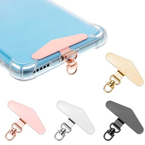 Sibba 4pcs Handykette Universal Pads Handy Patch Phone Tether Tab 360° Drehbar Edelstahl Phone Tether Patch für Handy-UmhäNgeband Armband Anhänger Kette Universalpads für Smartphones Handyband Lanyard