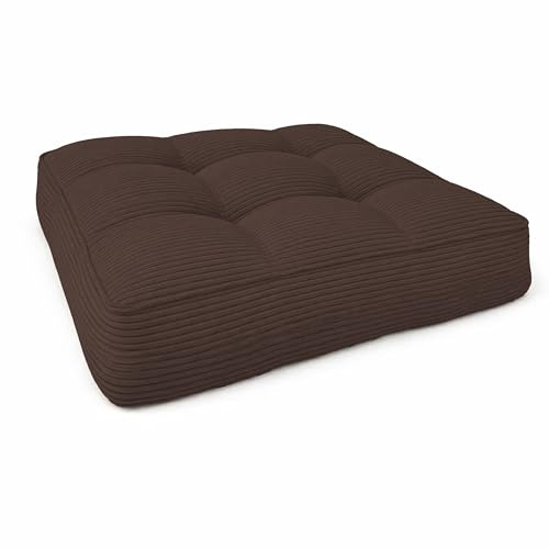 POKAR Stuhlkissen Sitzkissen 50x50x10 cm Loungekissen aus Cord | Sitzpolster Outdoor für Gartenstuhl und Rattanmöbel | Sitzauflage für Gartenmöbel | Öko Tex Zertifiziert | Made in EU | Braun