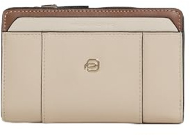 Piquadro Portemonnaie Damen mit Münzfach Frau Leder beige/Leder