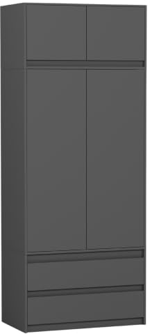Framire Schrank B-9-N-TIP – Anthrazit, 90 x 40 x 234 cm – Hochschrank mit Aufsatz für Flur und Wohnzimmer, Modern B-9-N-TIP
