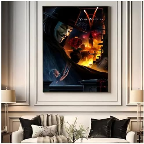 MEIZONGHUOJI Poster V Wie Vendetta – Klassisches Tv-Filmplakat, Wandbild, Leinwandbild, Heimdekoration 50 * 70Cm Rahmenlos