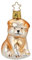 Christbaumschmuck Glas 7cm Hund Chow Chow mundgeblasen handbemalt Weihnachtskugeln weiß orange