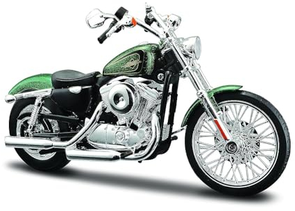 Maisto Harley-Davidson '13 XL 1200V Seventy-two: Originalgetreues Motorradmodell 1:12, Gabel und Seitenständer beweglich, 20 cm, mattgrün (532335)