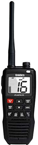 Uniden Atlantis 275 Handheld Two-Way VHF Marine Radio, Floating IPX8 Submersible Waterproof, Large Dual-Color Screen, 6-Watt, All USA/International/Canadian Marine Channels, NOAA Weather Alerts