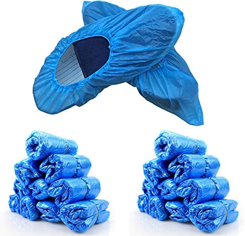 Schuhüberzieher Einweg rutschfest, Überschuhe Wasserdicht Einweg Überziehschuhe Plastik, Überzieher für Schuhe, 100 Stücke - Blau DE