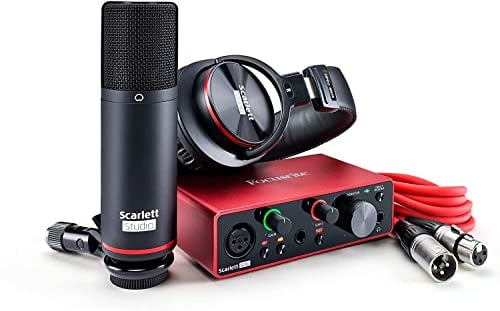 Focusrite Scarlett Solo Studio 3rd Gen USB Audio Interface Bundle for the Guitarist, Vocalist or Producer with Condenser Microphone and Headphones for Recording, Songwriting, Streaming and Podcasting