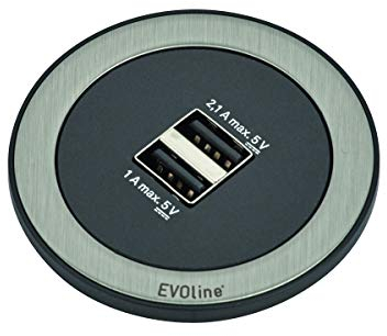 EVOline 159280001400 Tischsteckdose 2fach Schwarz, Edelstahl 1St.
