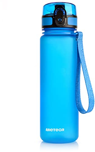 meteor Gourde pour enfant - Anti-fuite - Pour école, maternelle, sport - Pour homme - Insert à fruits - Débit d'eau rapide - Pour le camping et les femmes, Bleu