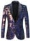 PYJTRL Herrenmode Samt Pailletten Blumenmuster Anzugjacke Blazer (M, Samt - Blau)