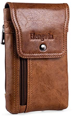Hengwin Herren Gürteltasche Holster für iPhone 16 15 14 13 12 11 Pro Max 16 15 14 Plus SE XR, Leder Handytasche Guerteltasche für Samsung Galaxy S25 S24 S23 Ultra F06 A06 5G A72 A52