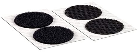 Círculos de monedas con puntos de velcro de fuerza industrial en blanco y negro, negro