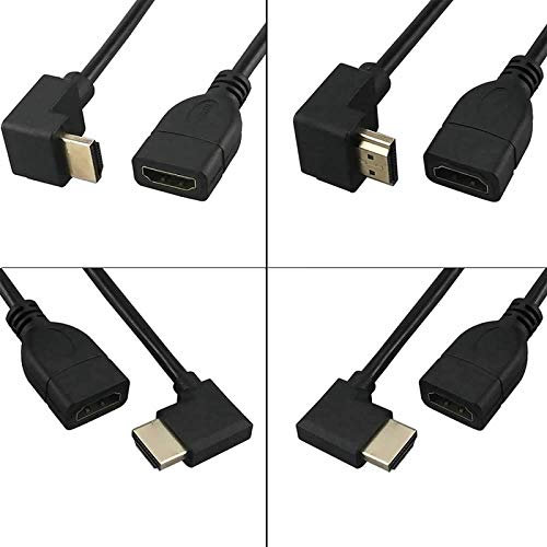 90-Grad-HDMI-Verlängerungskabel, vergoldeter HDMI-Stecker auf HDMI-Buchse, Unterstützung 1080P Full HD, 3D, für Kamera, Camcorder, Grafikkarte, Laptop, HDTV,(30cm,UP+Down+Left+Right)
