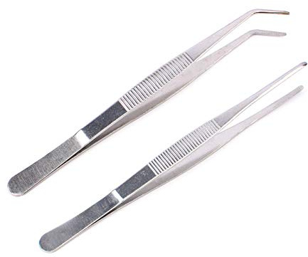 2 pinzas de acero inoxidable multiusos pinzas profesionales y cómodas pinzas de alimentación rectas para mascotas acuáticas o corales, manualidades, reparación de cocina