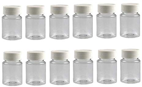12 botellas de plástico transparente de 80 ml/2.8 onzas rellenables para medicamentos vacíos envases de tableta para polvo líquido químico