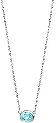 Celesta Silber Damen Halskette 925/- Sterling Silber 42+3cm Glänzend Blautopas beh. Silbergrau 360252588-45