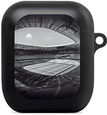 Hülle mit Karabiner kompatibel mit Apple AirPods (1. Generation) Case schwarz Schutzhülle mit Schlüsselanhänger FC Bayern München FCB Stadion