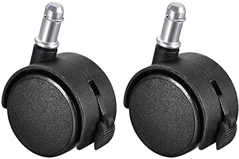 2pcs 2-inch Swivel Casters Nylon Twin Wheel Universal 11mmx22mm Stem Caster Black with Brake DUO ER