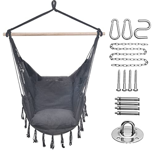 SRHWBF Hängesessel Indoor Set Schaukel für Hänge Schaukel mit Befestigung und als Alternative zur Hängematte oder Hängesack (Black)